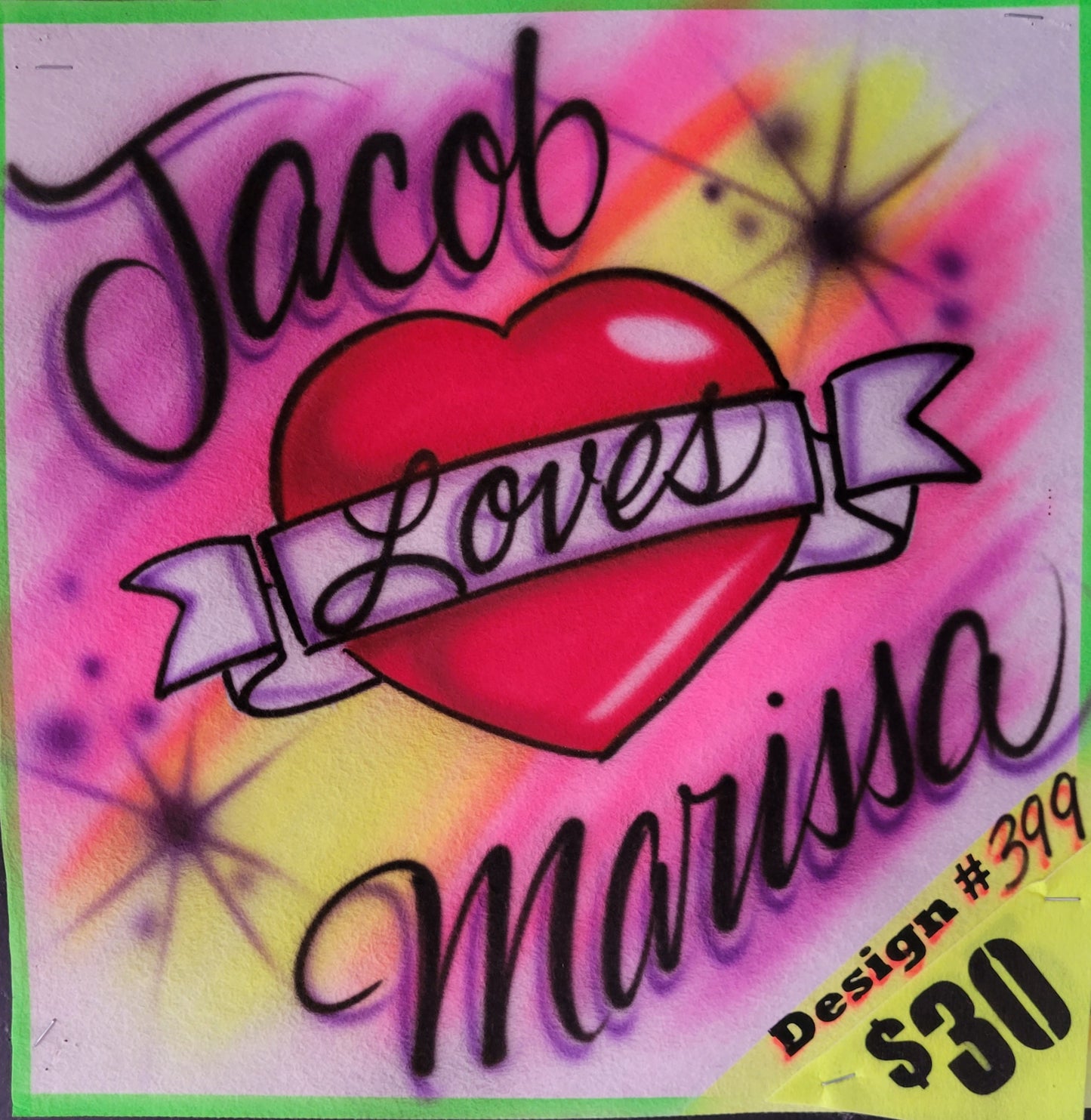 Multi color heart with names