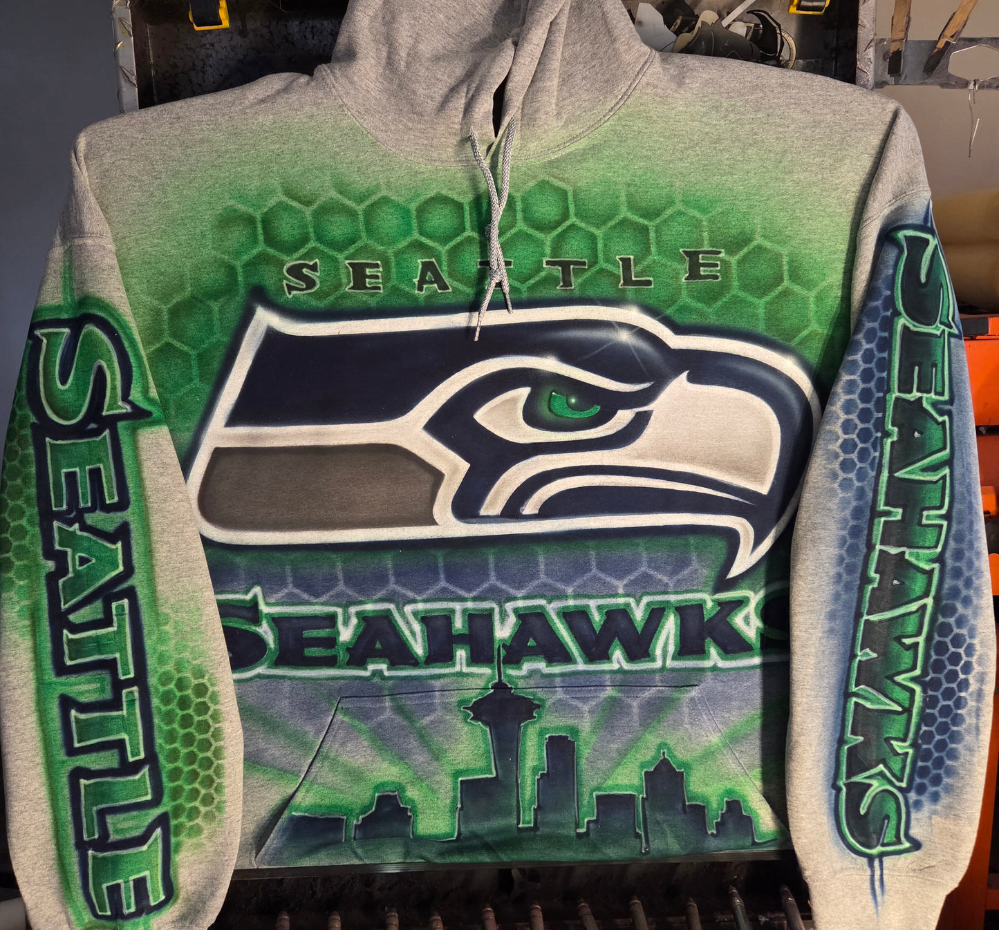 All over airbrushed team Hoodie