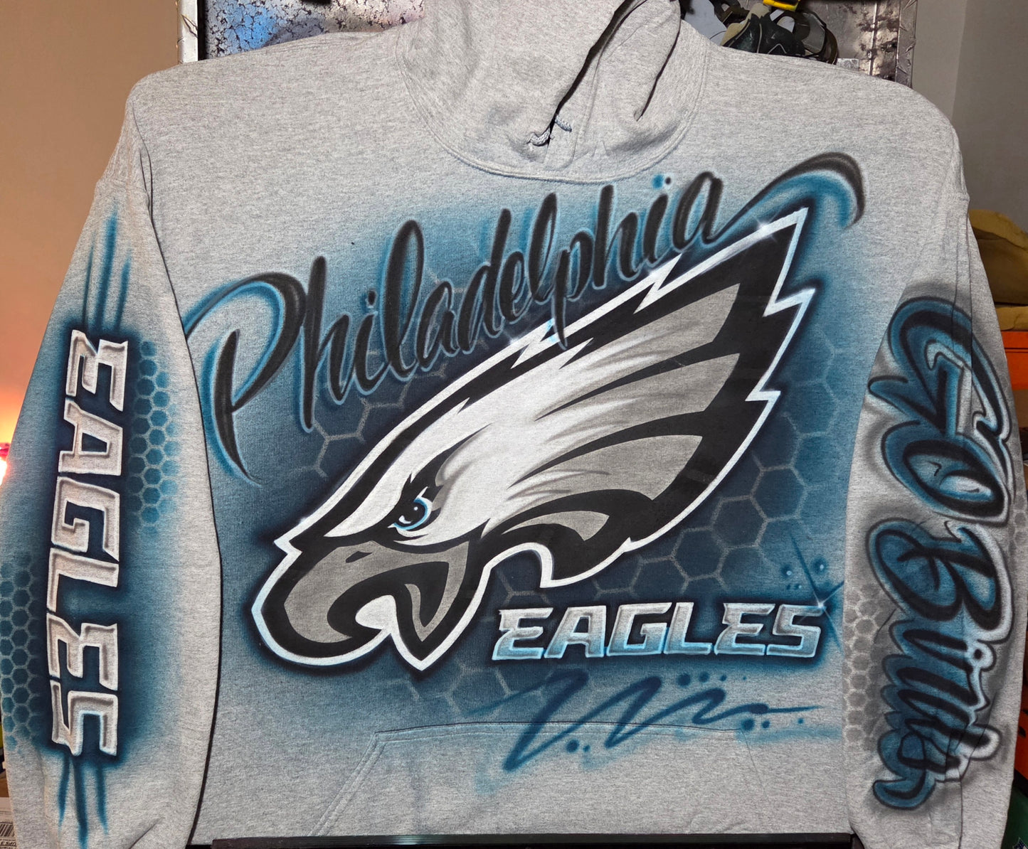 All over airbrushed team Hoodie