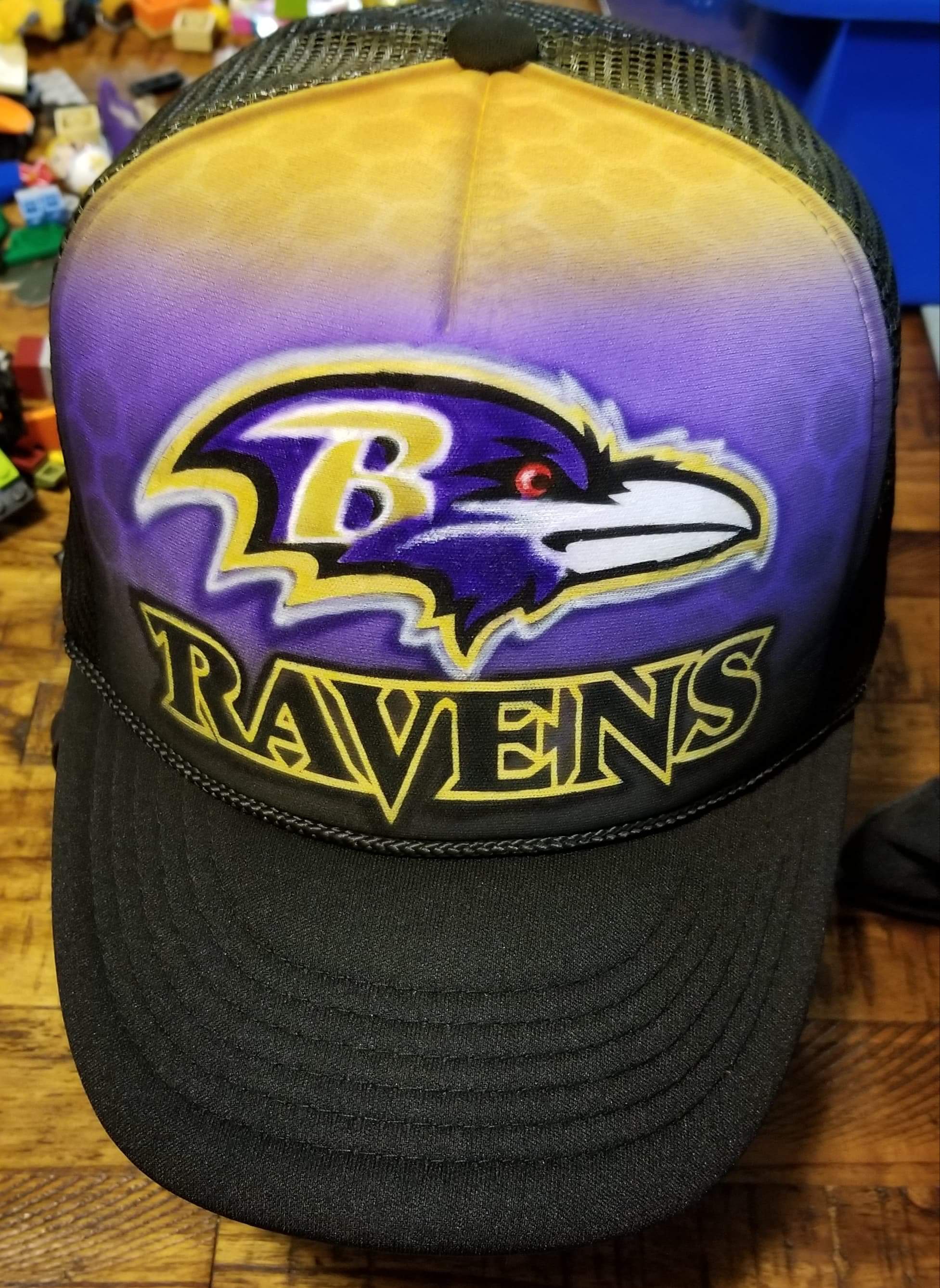Hand Painted Ravens Hat