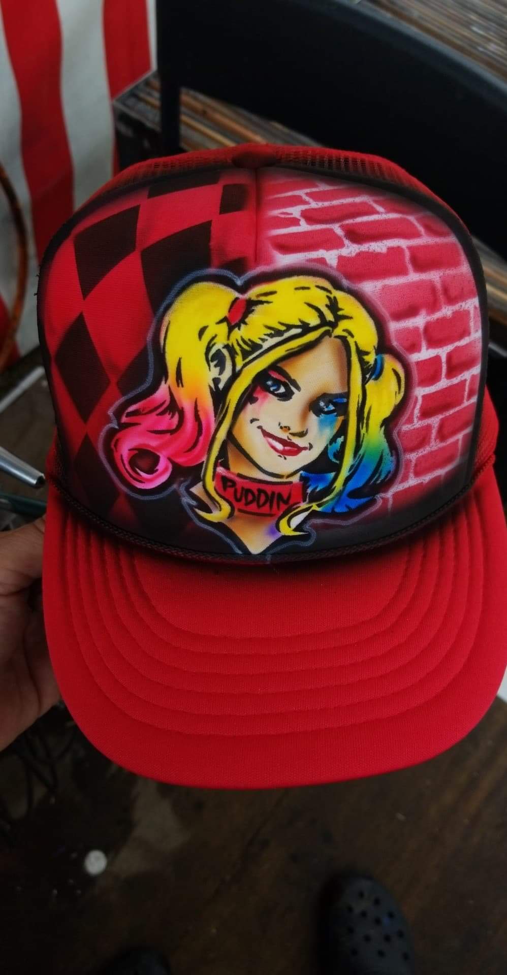 Hand Painted Harley Quinn Hat
